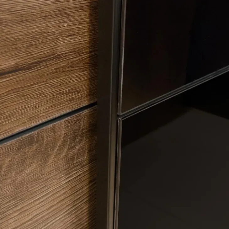 Armadio 220x210h cm 2 ante scorrevoli rovere nero lucido Cortina Gihome®