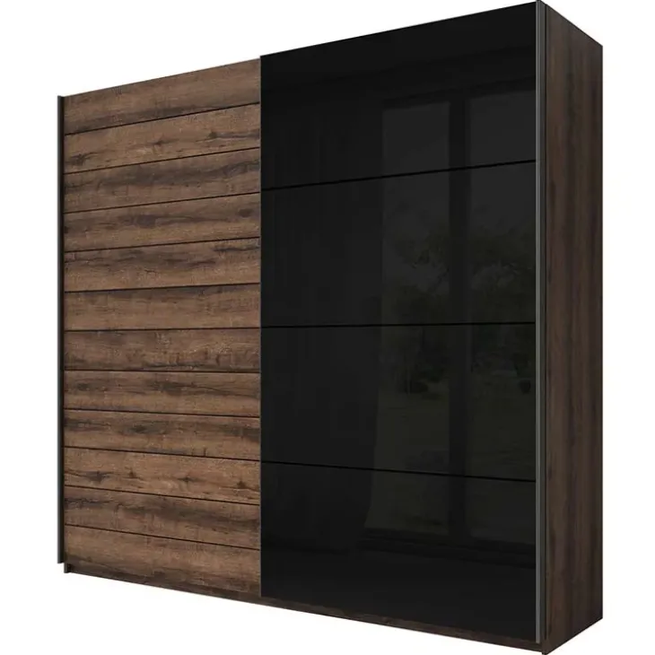 Armadio 220x210h cm 2 ante scorrevoli rovere nero lucido Cortina Gihome®