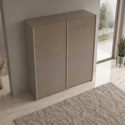 Armadio 200x218h cm 2 ante scorrevoli rovere scuro marrone Rebecca
