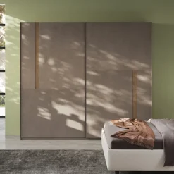 Armadio 275x240h cm 2 ante scorrevoli marrone bronzo rovere scuro Riace