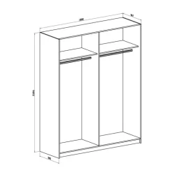 Armadio 180x219h cm 2 ante scorrevoli moderno rovere chiaro specchio Caracas