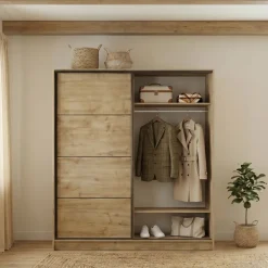 Armadio 180x200h cm 2 ante scorrevoli moderno quercia Tamika