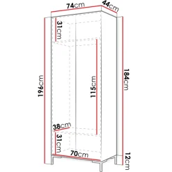 Armadio 74x196h cm 2 ante soggiorno moderno bianco oro Nuvia