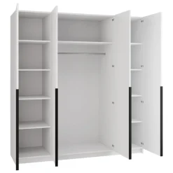 Armadio 200x215h cm 4 ante 2 specchi moderno bianco nero Glammy 4
