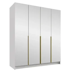 Armadio 200x215h cm 4 ante 4 specchi moderno bianco oro Glammy 4