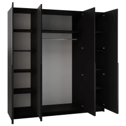 Armadio 200x215h cm 4 ante 4 specchi moderno nero Glammy 4
