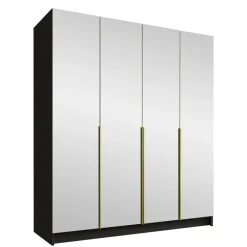 Armadio 200x215h cm 4 ante 4 specchi moderno nero oro Glammy 4