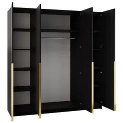 Armadio 200x215h cm 4 ante 4 specchi moderno nero oro Glammy 4