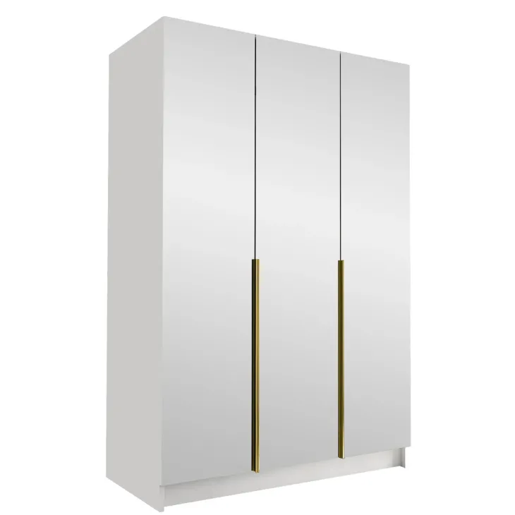 Armadio 150x215h cm 3 ante 3 specchi moderno bianco oro Glammy 3