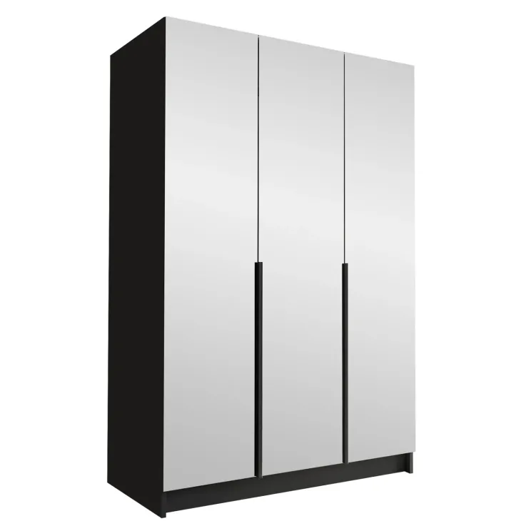 Armadio 150x215h cm 3 ante 3 specchi moderno nero Glammy 3