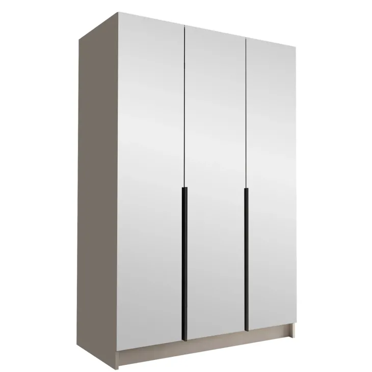 Armadio 150x215h cm 3 ante 3 specchi moderno beige nero Glammy 3