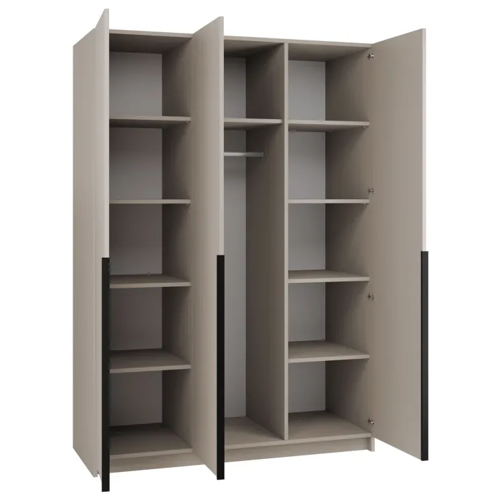 Armadio 150x215h cm 3 ante 3 specchi moderno beige nero Glammy 3