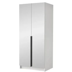 Armadio 100x215h cm 2 ante 2 specchi moderno bianco nero Glammy 2