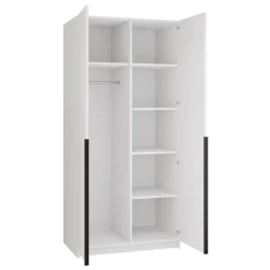 Armadio 100x215h cm 2 ante 2 specchi moderno bianco nero Glammy 2