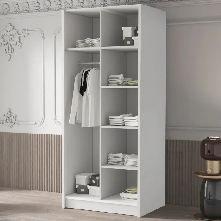 Armadio 100x215h cm 2 ante 2 specchi moderno bianco oro Glammy 2