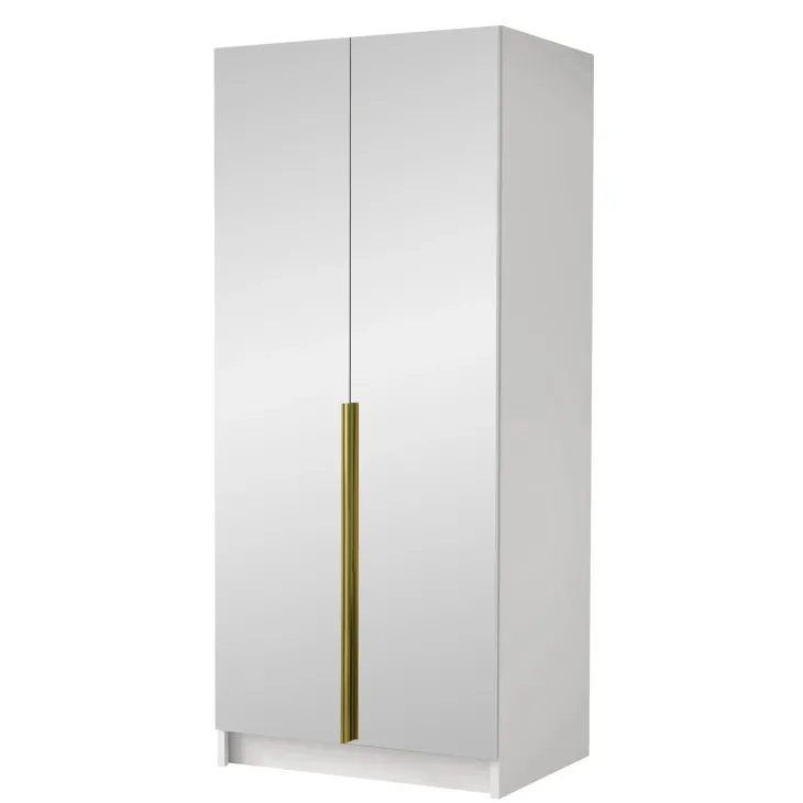 Armadio 100x215h cm 2 ante 2 specchi moderno bianco oro Glammy 2