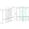 Armadio 200x209h cm 4 ante specchio bianco lucido Twilight