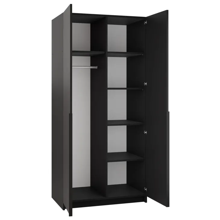 Armadio 100x215h cm 2 ante 1 specchio moderno nero Glammy 2