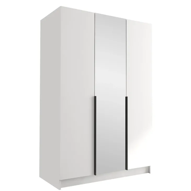 Armadio 150x215h cm 3 ante 1 specchio moderno bianco nero Glammy 3