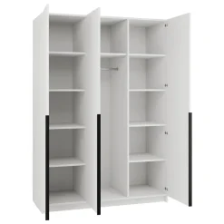 Armadio 150x215h cm 3 ante 1 specchio moderno bianco nero Glammy 3