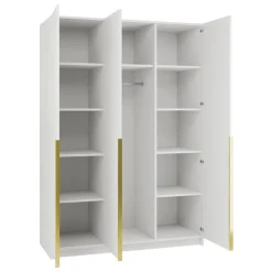 Armadio 150x215h cm 3 ante 1 specchio moderno bianco oro Glammy 3