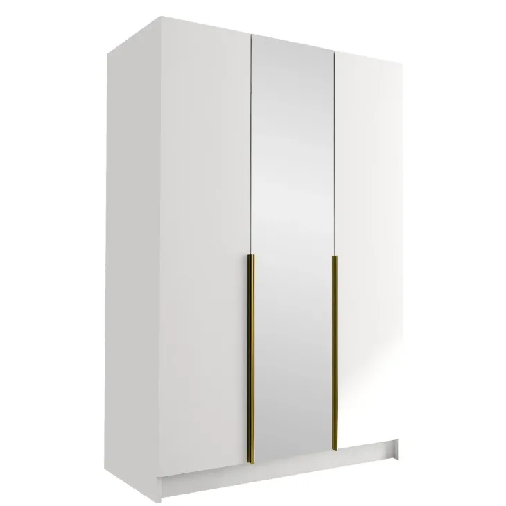 Armadio 150x215h cm 3 ante 1 specchio moderno bianco oro Glammy 3