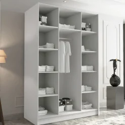 Armadio 150x215h cm 3 ante 1 specchio moderno bianco oro Glammy 3