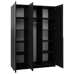 Armadio 150x215h cm 3 ante 1 specchio moderno nero Glammy 3