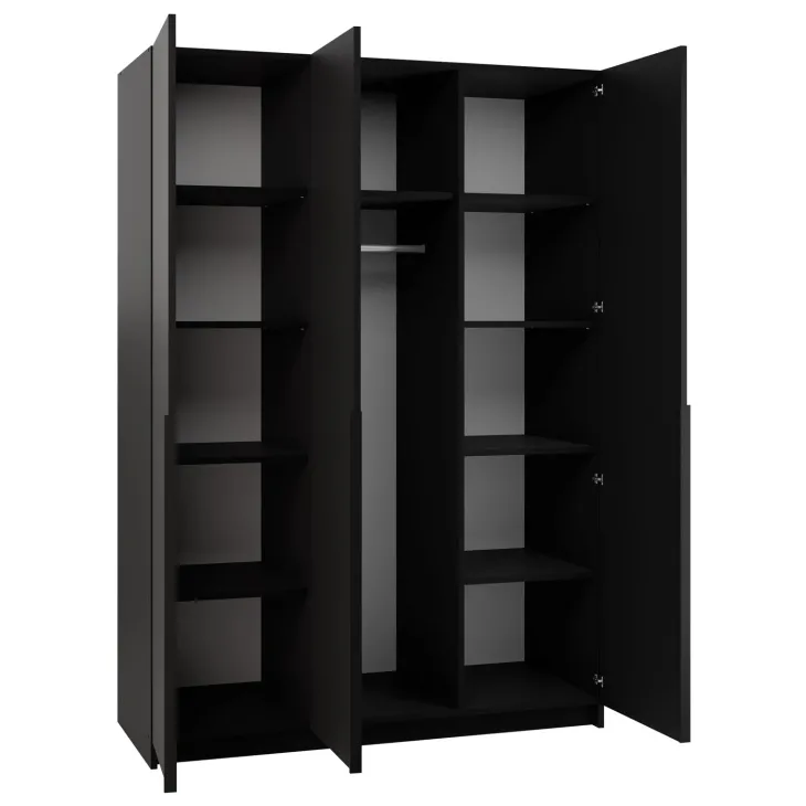 Armadio 150x215h cm 3 ante 1 specchio moderno nero Glammy 3