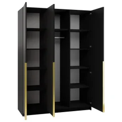 Armadio 150x215h cm 3 ante 1 specchio moderno nero oro Glammy 3