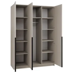 Armadio 150x215h cm 3 ante 1 specchio moderno beige nero Glammy 3