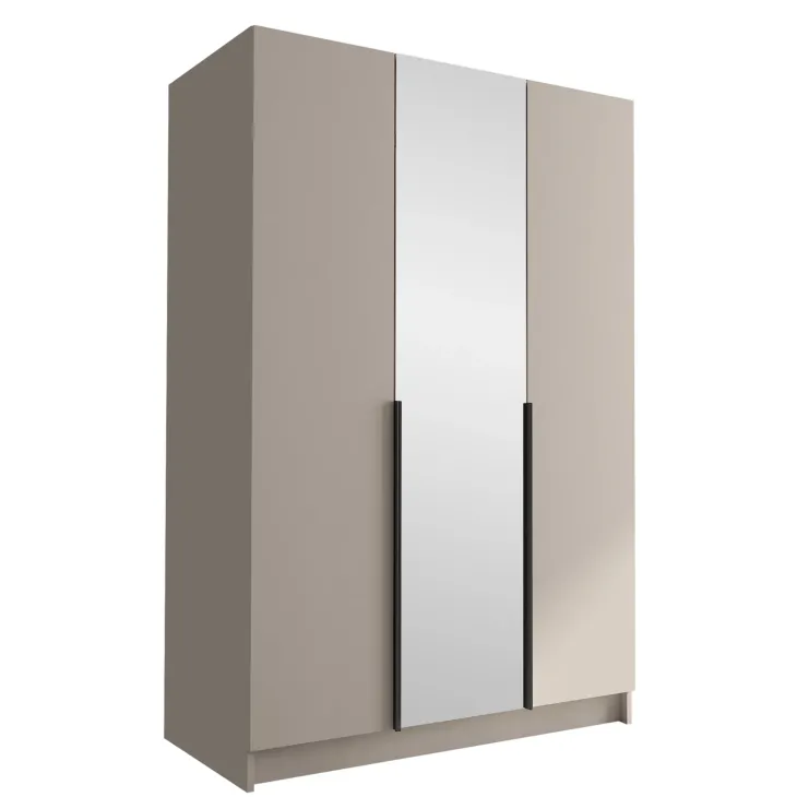Armadio 150x215h cm 3 ante 1 specchio moderno beige nero Glammy 3