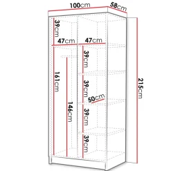 Armadio 100x215h cm 2 ante 1 specchio moderno beige oro Glammy 2