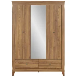 Armadio 144x202h cm 3 ante specchio rovere scuro Lucca