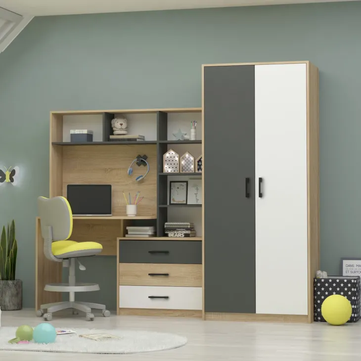 Armadio 80x190h cm cameretta rovere antracite bianco Chiaretto