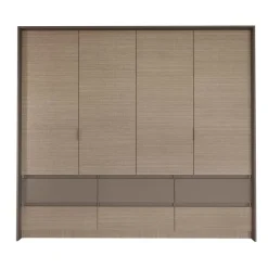 Armadio 240x220h cm 6 cassetti 2 ante a libro rovere scuro marrone Rebecca