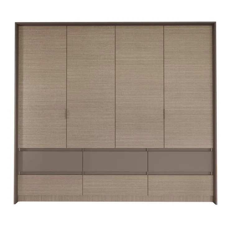 Armadio 240x220h cm 6 cassetti 2 ante a libro rovere scuro marrone Rebecca