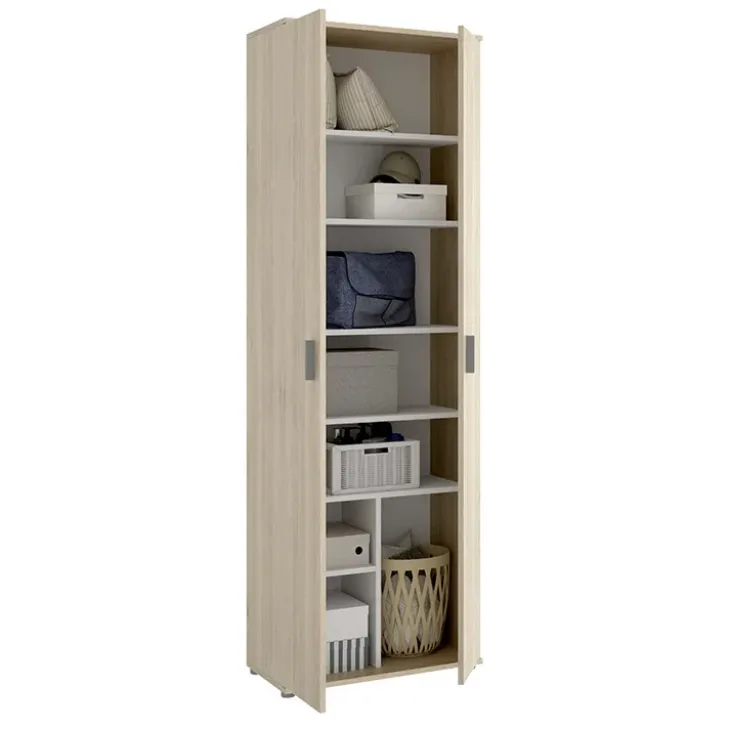 Armadio 61x190h cm due ante con ripiani multiuso legno Ander