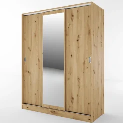 Armadio 150x191h cm scorrevole con specchio rovere rustico Collodi