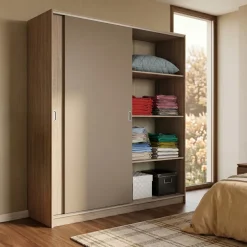 Armadio 180x191h cm scorrevole moderno rovere scuro marrone Morante
