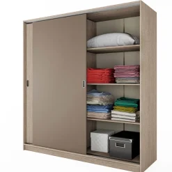 Armadio 180x191h cm scorrevole moderno rovere scuro marrone Morante