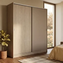 Armadio 180x191h cm scorrevole moderno rovere scuro marrone Morante