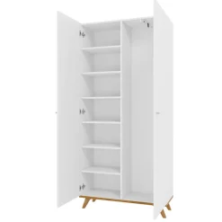 Armadio 90x190h cm soggiorno 2 ante con specchio bianco rovere Clea