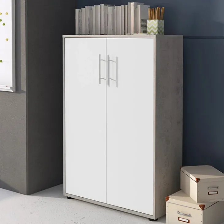 Arredo ufficio completo bianco frassinato cemento Woody