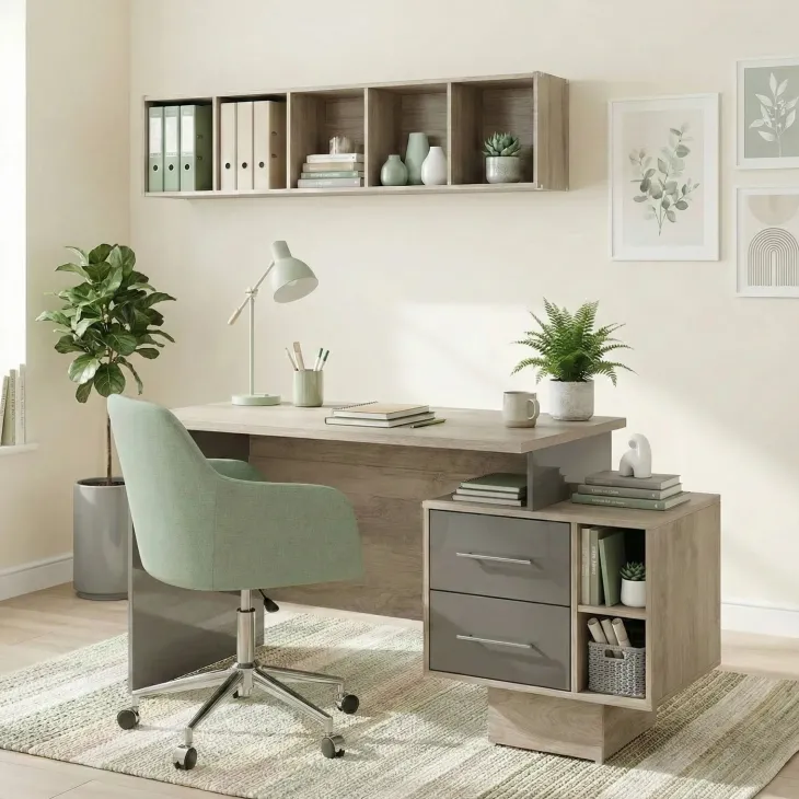 Arredo ufficio completo moderno rovere antracite lucido Time 17