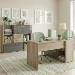 Arredo ufficio completo moderno rovere antracite lucido Time 21