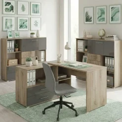Arredo ufficio completo moderno rovere antracite lucido Time 10