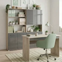 Arredo ufficio completo moderno rovere antracite lucido Time 13