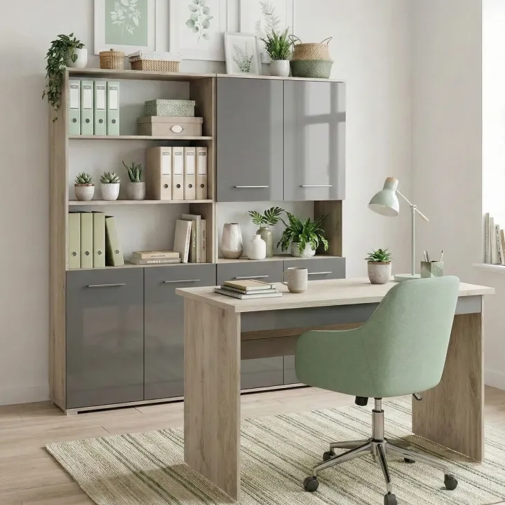 Arredo ufficio completo moderno rovere antracite lucido Time 13