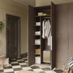 Attrezzatura interna con vani e tubo appendiabiti per armadio modulo 90cm marrone bronzo Batty